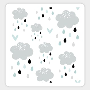 Scandi Rain Clouds - aqua Sticker